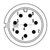 Kruhový konektor CNLINKO řady LP-12/M12. Počet pinů 8. Ekvivalent konektoru Lutronic 2350 08 T06CB T