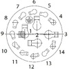 Kruhový konektor C 16-3 s kolíčky, rovný. Počet kontaktů 14 + PE, 100 V, 16 A,  kontakty krimpovací (kontakty nejsou součástí)