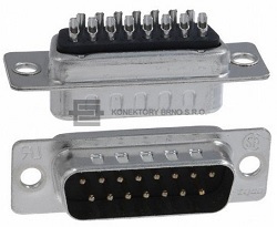Konektor řady D-SUB rovný s kolíčky, kontakty pájecí,15 pin