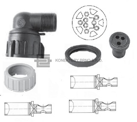 Sestava kruhového konektoru Schlemmer 3p s bajonetem 16S.
Dutinka je na kolíček o průměru 4 mm