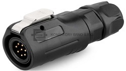 Kruhový konektor CNLINKO řady LP-12/M12. Počet pinů 8. Ekvivalent konektoru Lutronic 2350 08 T06CB T