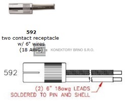 Připojení pro protační konektor série 205. Dva vodiče AWG18
